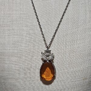 Elegant Silver and Orange Pendant Necklace